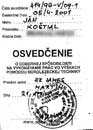 Osvedenie o odbornej spsobilosti na vykonvanie prc vo vkach